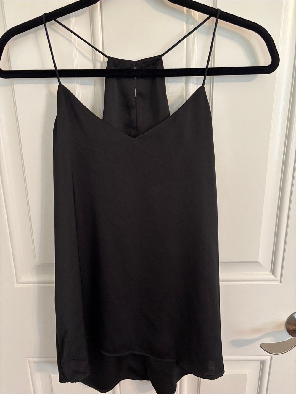 Express Black Satin V-Neck Spaghetti Strap Camisole